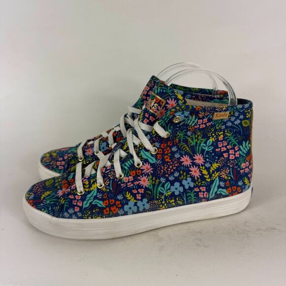 Keds x Rifle Paper Co. Kickstart Sneakers Women's 6 Blue Floral Athletic Shoes - Picture 5 of 10